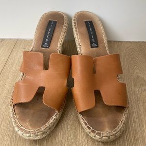 Steven by Steve Madden - Eryk Tan Leather Espadrille Wedge Sandals 8